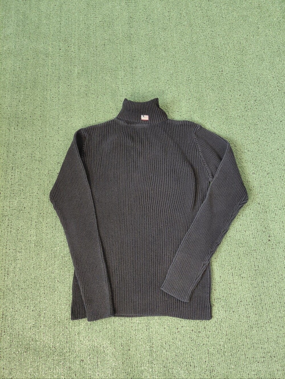 VINTAGE 2002 Youth Girls Polo Jeans Ralph Lauren Ribbed Knit Black Y2K Turtlenec